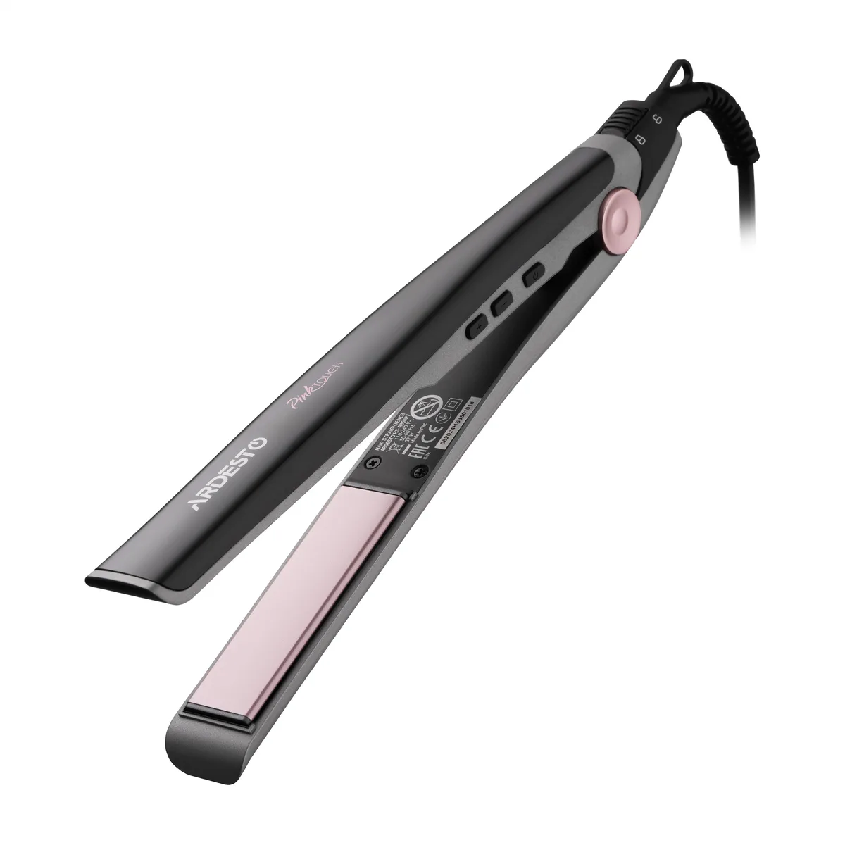 Выпрямитель ARDESTO Pink Elegance, 32Вт, 110-200°C, керамическое покрытие, серый с розовыми акцентами
