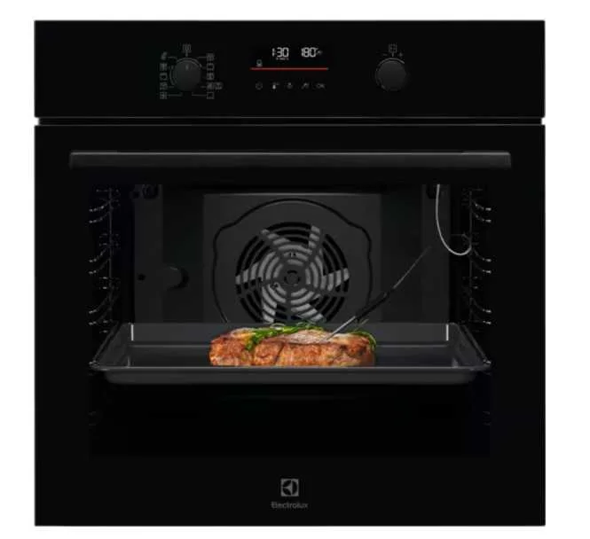 Електрична духова шафа Electrolux, 72 л, клас енергоефективності A+, з дисплеєм, конвекційним обігрівом, піролізом та телескопічни