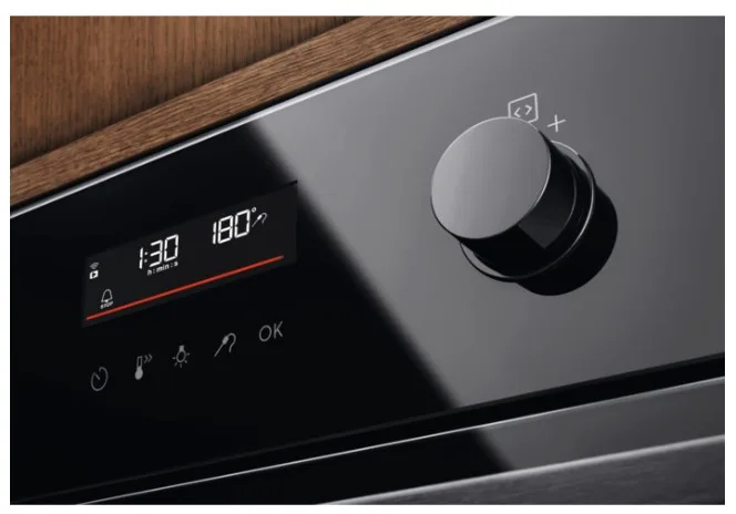 Електрична духова шафа Electrolux, 72 л, клас енергоефективності A+, з дисплеєм, конвекційним обігрівом, піролізом та телескопічни