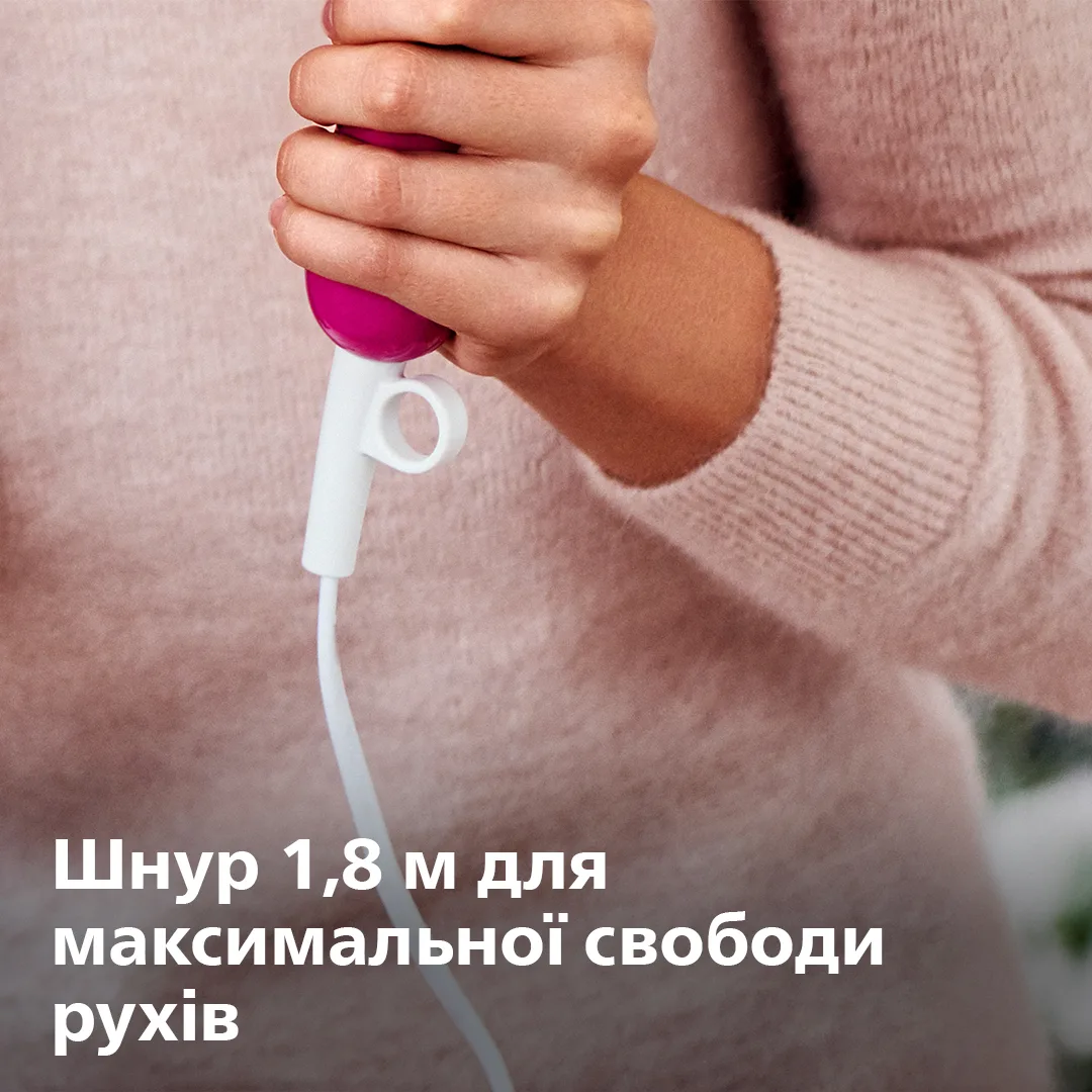 Фен Philips компактний 1400 Вт 22х11,4х7,7 см рожевий/білий
