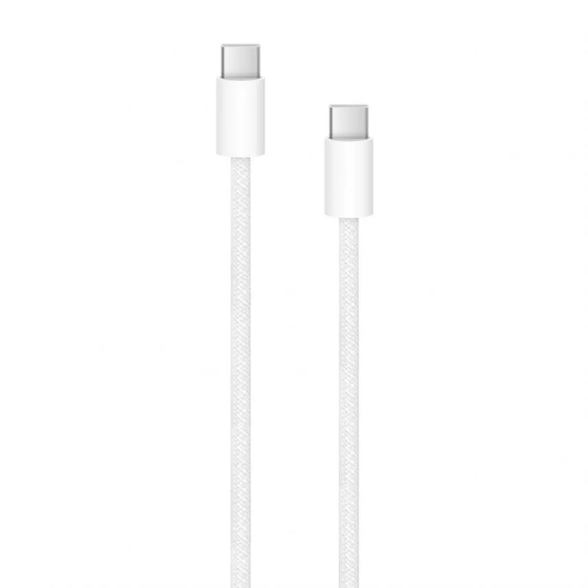 Кабель USB Type-C to Type-C 65W тканинний 1м білий