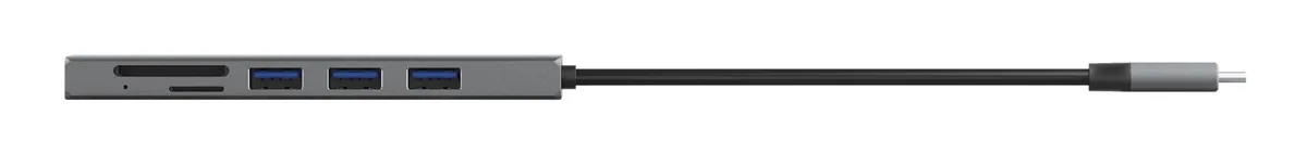 Хаб Trust Halyx USB-С > 3xUSB-А 3.2/SD/microSD, Алюміній, 0.15м, Сірий