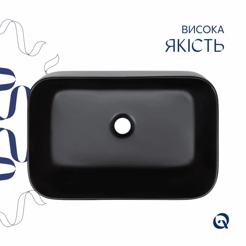 Раковина-чаша Qtap Scorpio 550х390 мм керамічна чорна матова