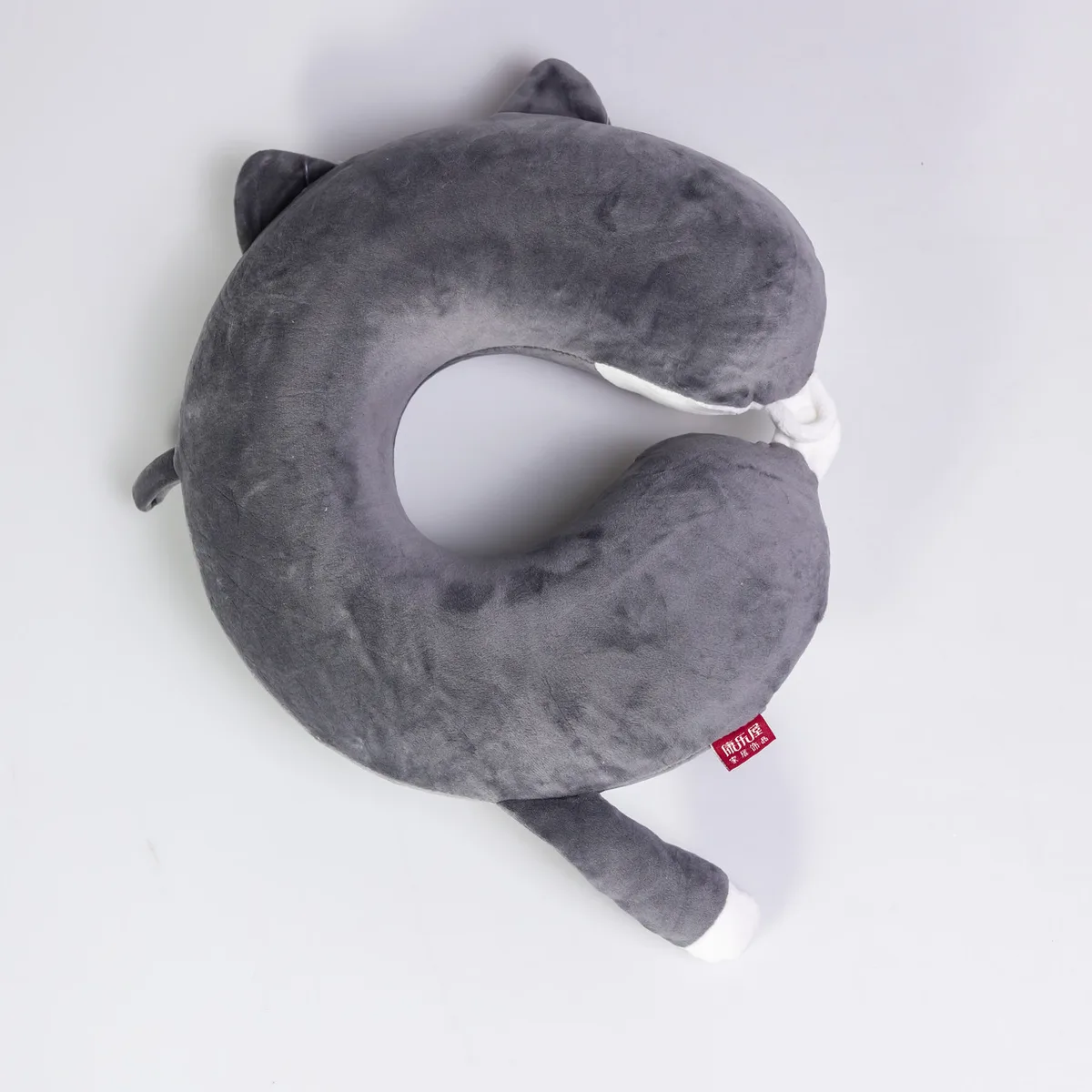 Подушка для шиї Kitty U-подібна Memory Foam 30х30х10 см Темно-сіра