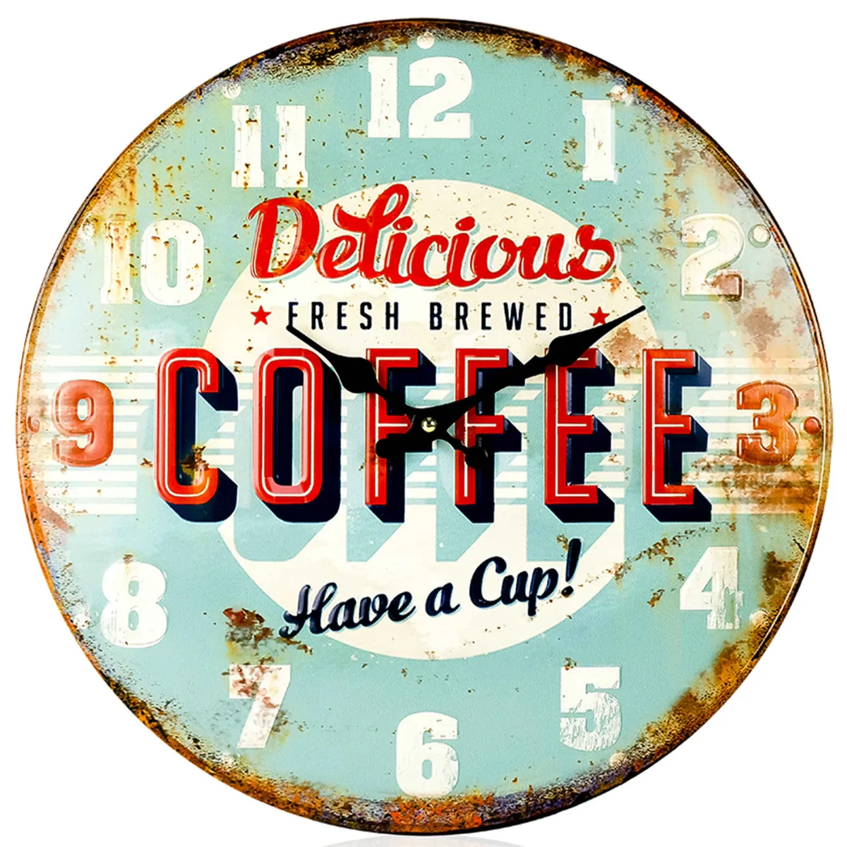Годинник настінний металевий 395 мм блакитний Coffee