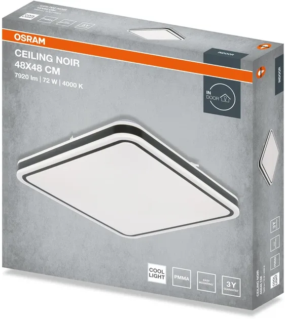 Світильник OSRAM стельовий LED 72 Вт 480х480 мм чорний