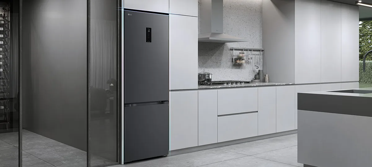 Холодильник LG з нижньою морозильною камерою 375 л Чорний