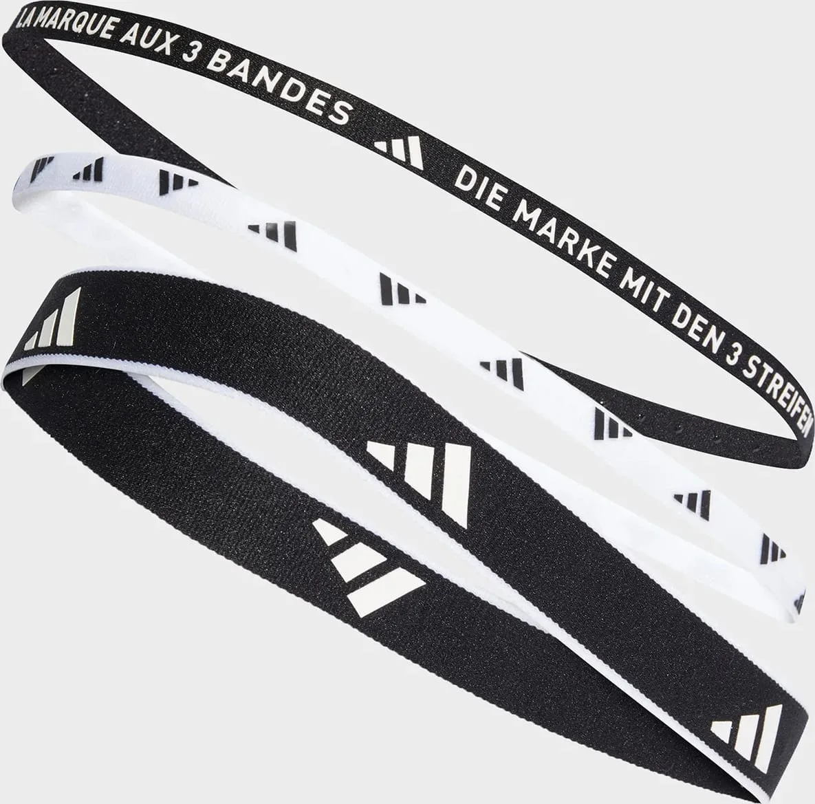Пов'язки на голову Adidas 72% перероблений нейлон One Size чорний білий 3 шт