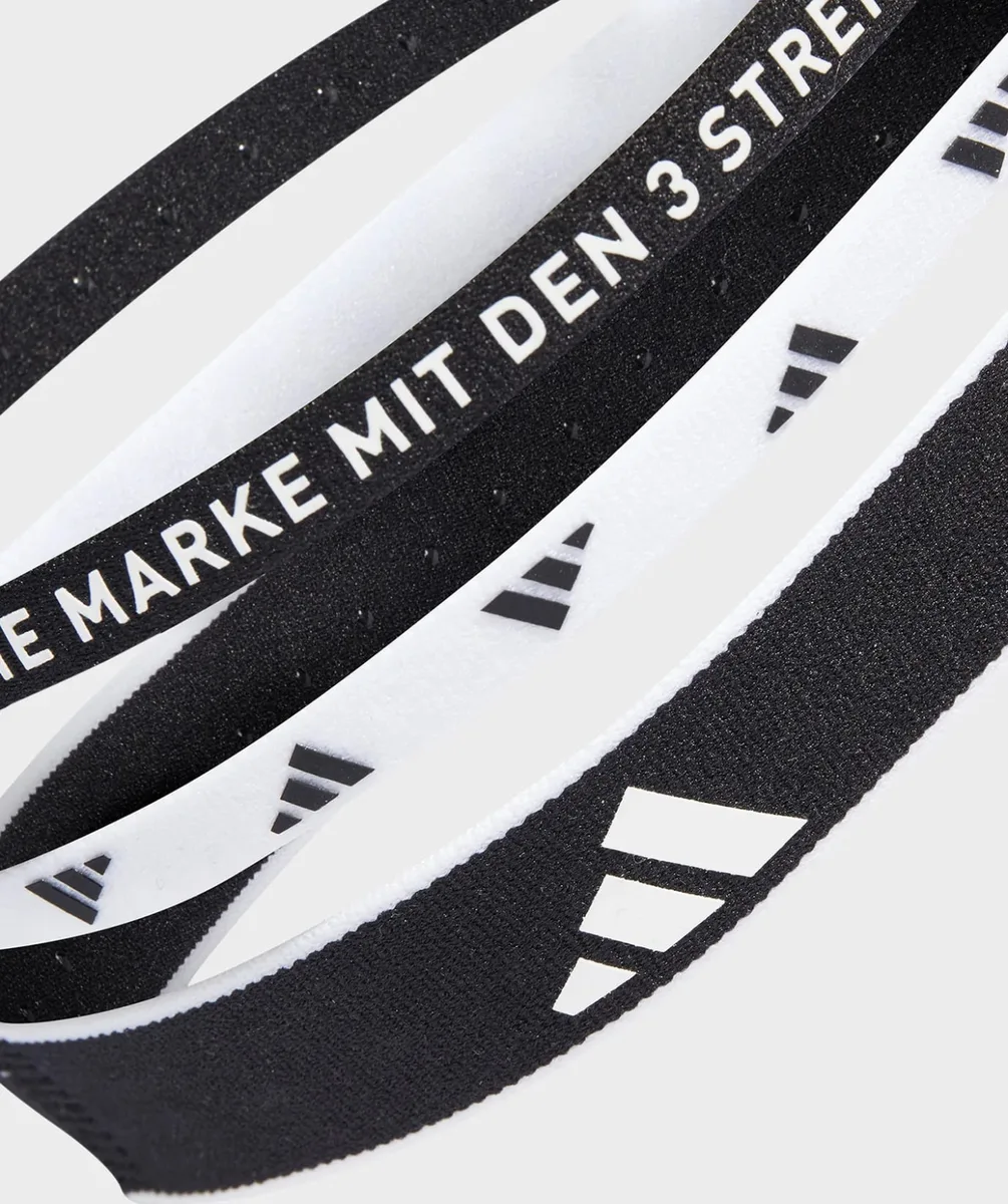 Пов'язки на голову Adidas 72% перероблений нейлон One Size чорний білий 3 шт
