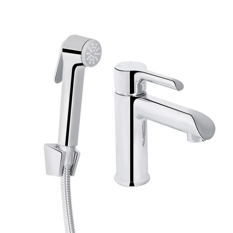 Смеситель для раковины Qtap Grand QTGRA272CRM45670 с гигиеническим душем латунь 45х160х153 мм хромированный