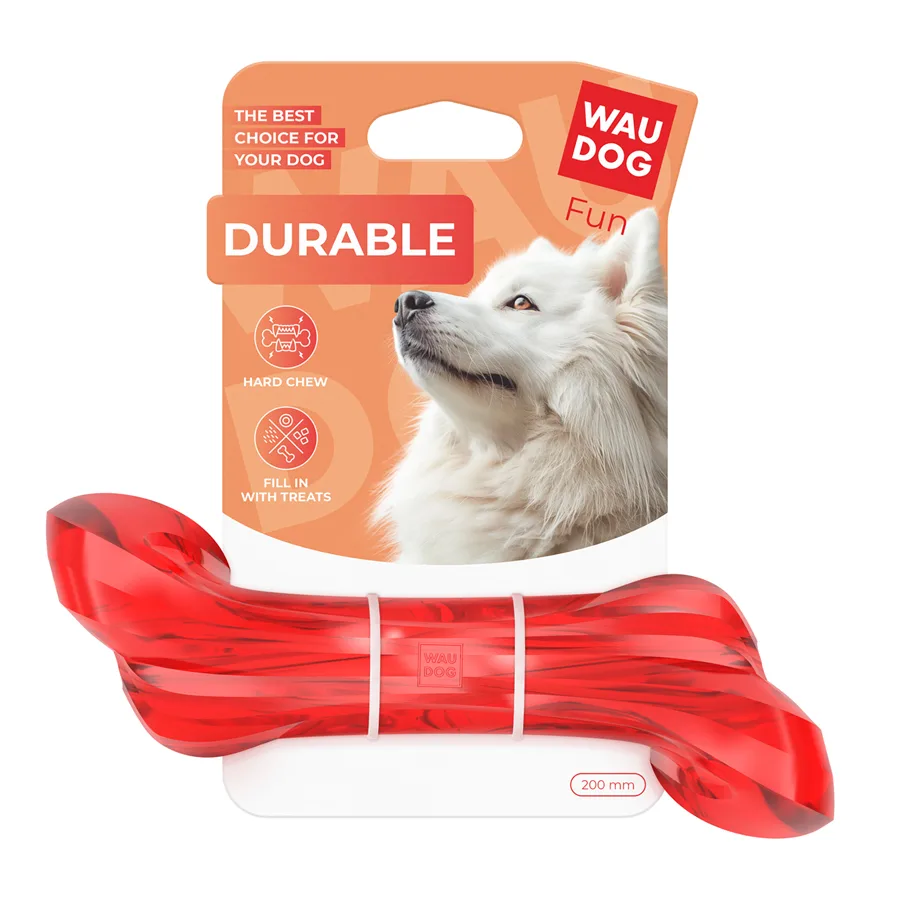 Іграшка для собак WAUDOG Fun Durable Кістка 20х8 см термопластична гума червона