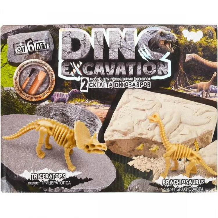 Набор для раскопок Danko Toys Dino Excavation 1 кг окаменелая порода 24х19 см Динозавры