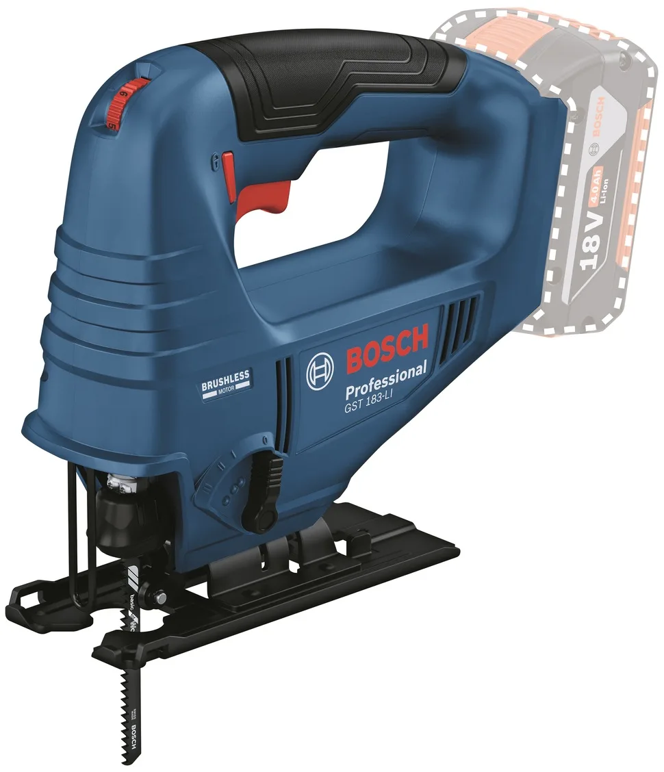 Акумуляторний лобзик Bosch Professional GST 183-LI 18В, 0-3300 об/хв, хід 20 мм, вага 1.6 кг, без акумулятора та зарядного пристро