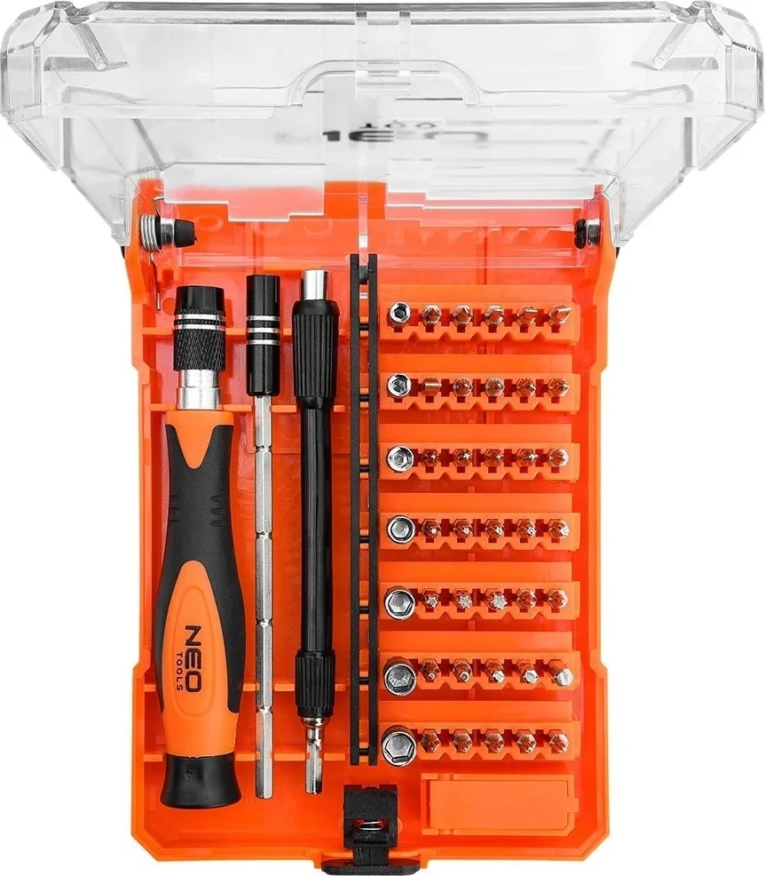 Биты Neo Tools CrV 1/4 набор 45 шт пластиковый кейс с магнитным держателем