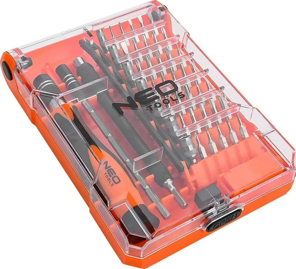 Биты Neo Tools CrV 1/4 набор 45 шт пластиковый кейс с магнитным держателем