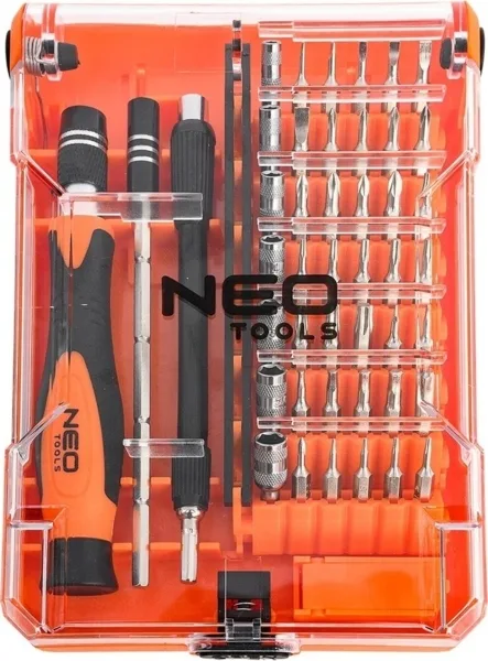 Биты Neo Tools CrV 1/4 набор 45 шт пластиковый кейс с магнитным держателем