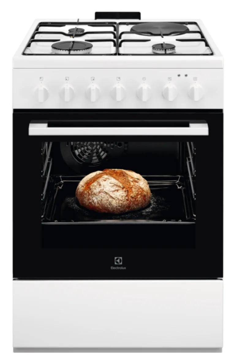 Комбінована плита Electrolux Емаль 60х85,7х60 см Білий 4 конфорки 57 л