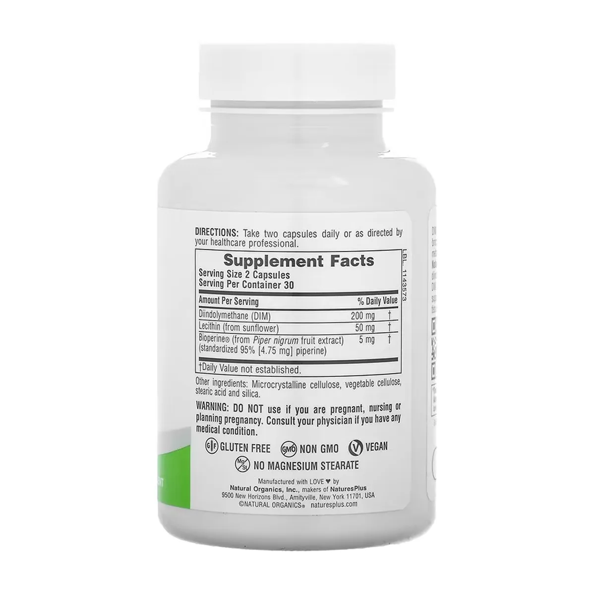 DIM 200 мг Nature's Plus веганские капсулы 60 шт без глютена без ГМО