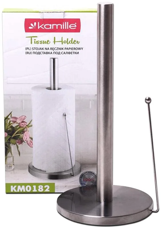 Тримач для паперових рушників Kamille з нержавіючої сталі 15х34 см Хромований