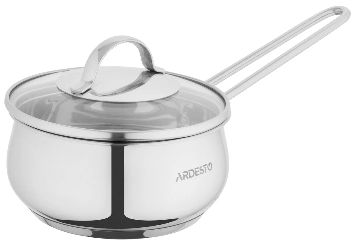 Каструля зі скляною кришкою ARDESTO Gemini Liguria, 1.3л, з нержавіючої сталі.