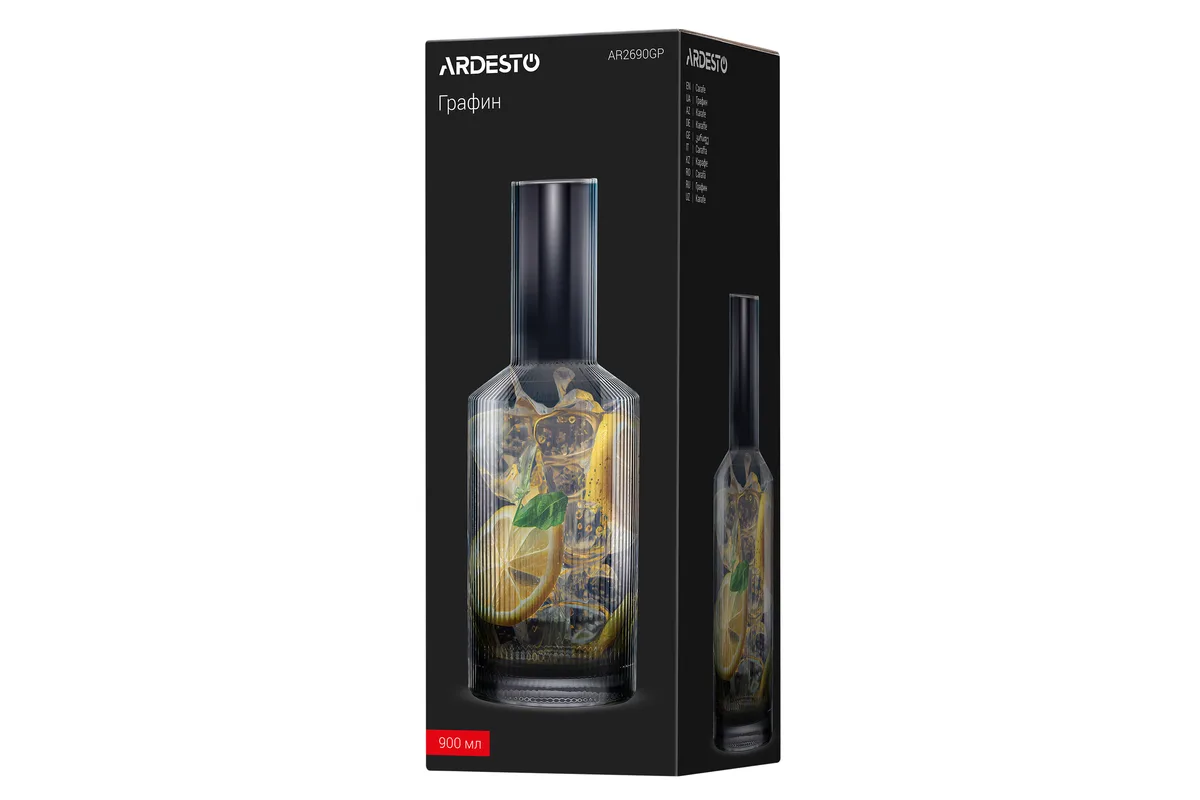 Графин ARDESTO Graphite, 800 мл, из боросиликатного стекла, серого цвета