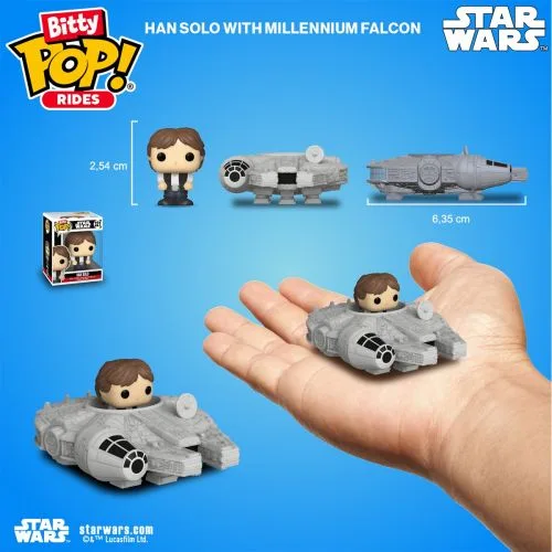 Набір фігурок Funko Bitty Pop! Ride Хан Соло та Тысячолітній сокіл 2,54 см