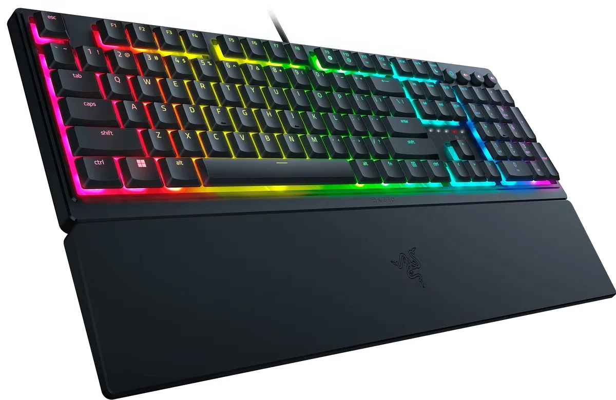 Клавіатура механічна Razer Ornata V3 104key, Mecha-Membrane Switch, USB-A, EN/UK, RGB, чорний