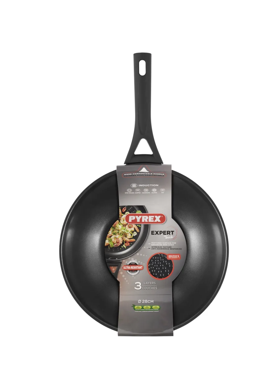Сковорода WOK PYREX нержавіюча сталь 28 см чорна