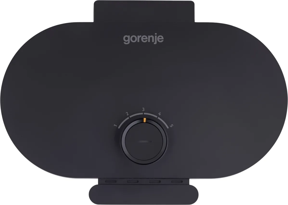 Мини-гриль Gorenje 1200Вт, алюминиевая вафельная пластина, металлический корпус, черный цвет