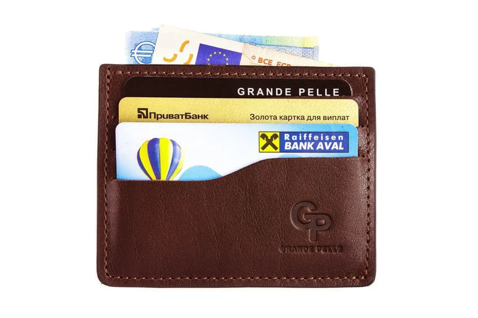 Кардхолдер CardCase коньячного кольору компактний гаманець для карток та документів, тримач для кредиток.