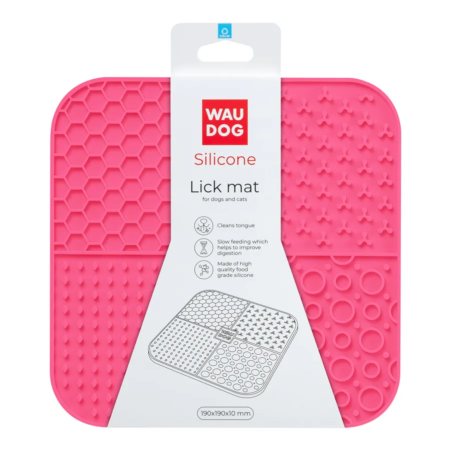 Килимок для злизування WAUDOG Silicone 19х19 см силіконовий рожевий