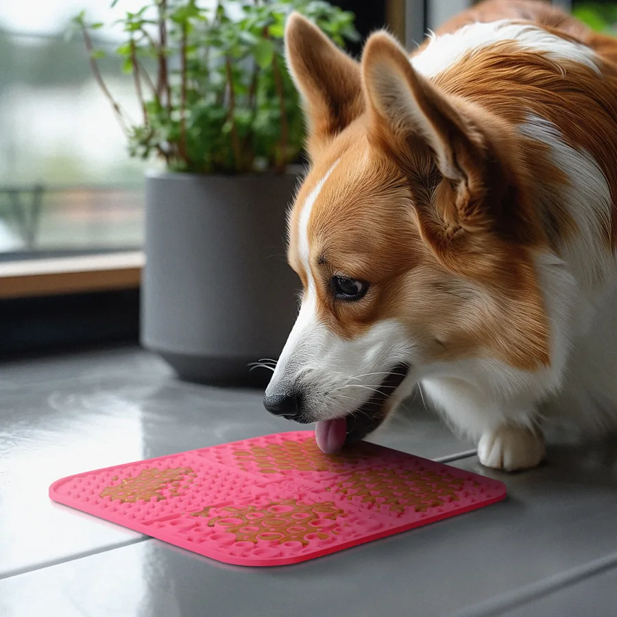 Килимок для злизування WAUDOG Silicone 19х19 см силіконовий рожевий