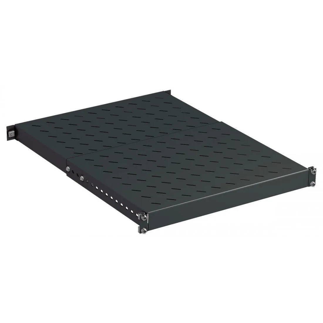 Полиця ZPAS 19", 1U, регульована, глибина 350-600 мм, 150кг максимально, чорна