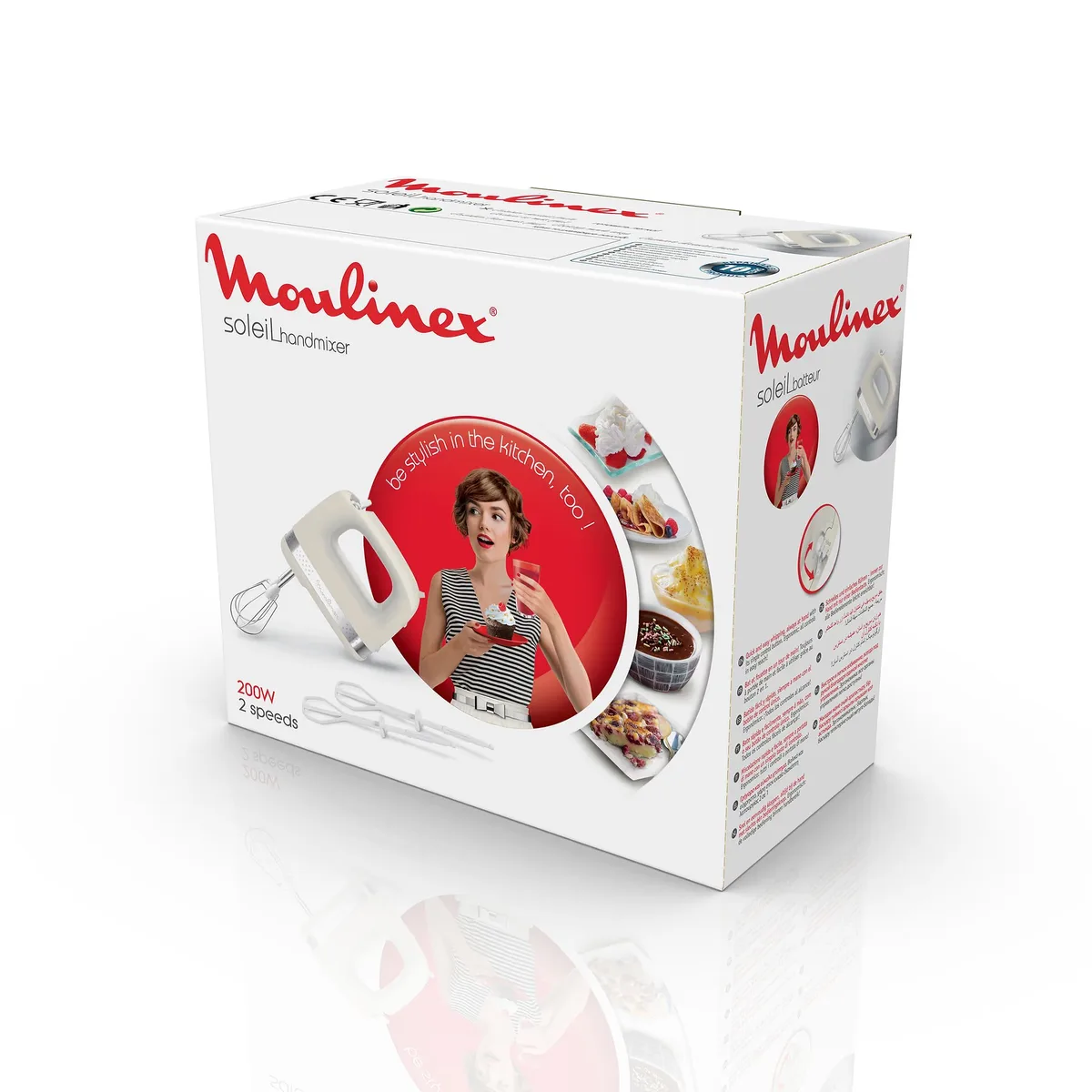 Ручний міксер Moulinex Soleil 200Вт, 2 насадки, турборежим, білий.