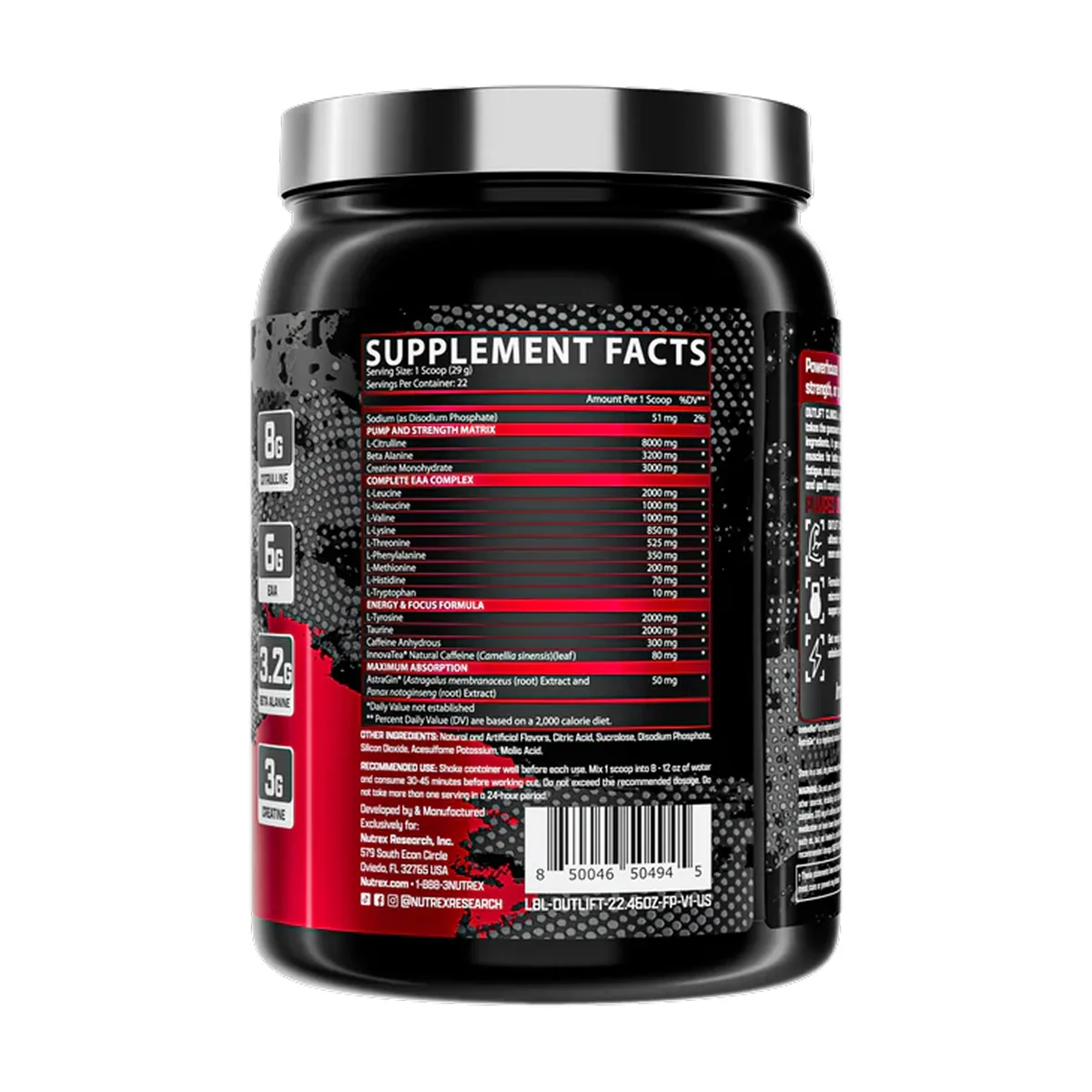 Предтренувальний комплекс Nutrex Outlift Clinical 636,61 г фруктовий Панч