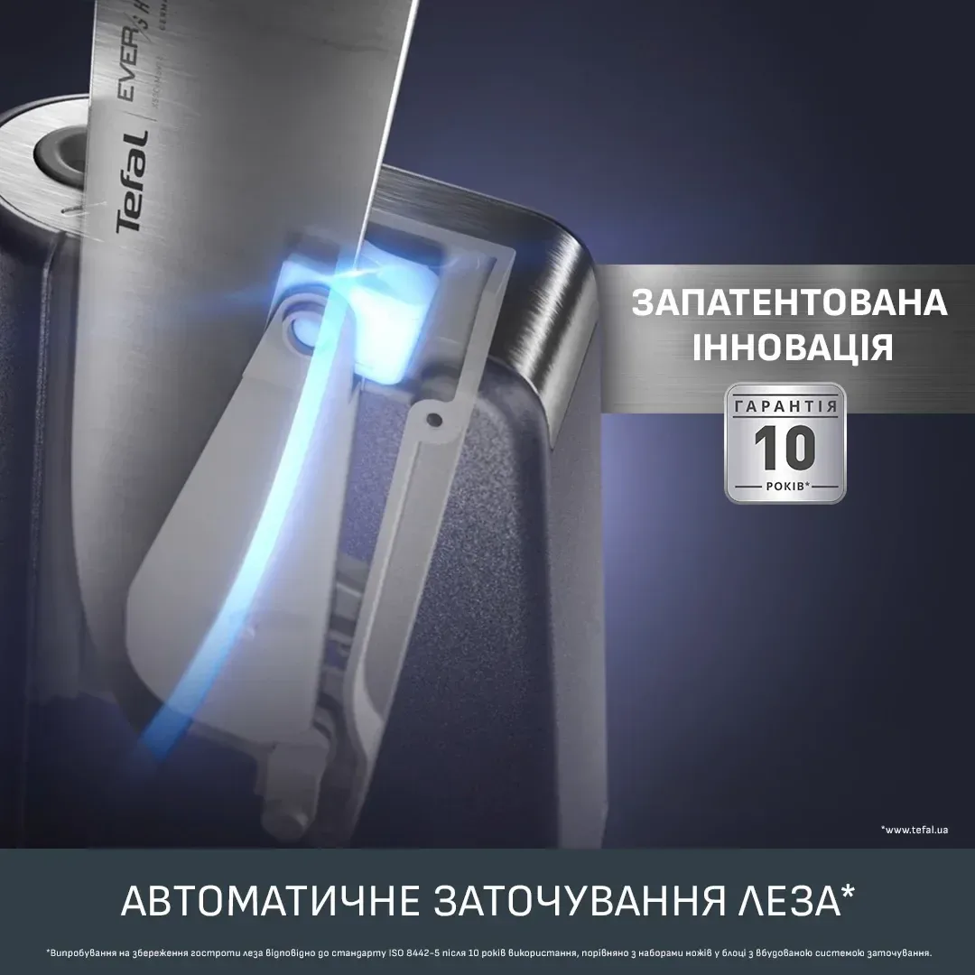 Набор кухонных ножей Tefal EverSharp, 2 предмета, 165 см, нержавеющая сталь, бакелитовая ручка, черный