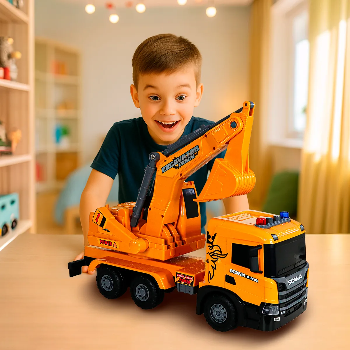 Екскаватор TechnoDrive АБС 55,6 см жовтий зі світлом і звуком