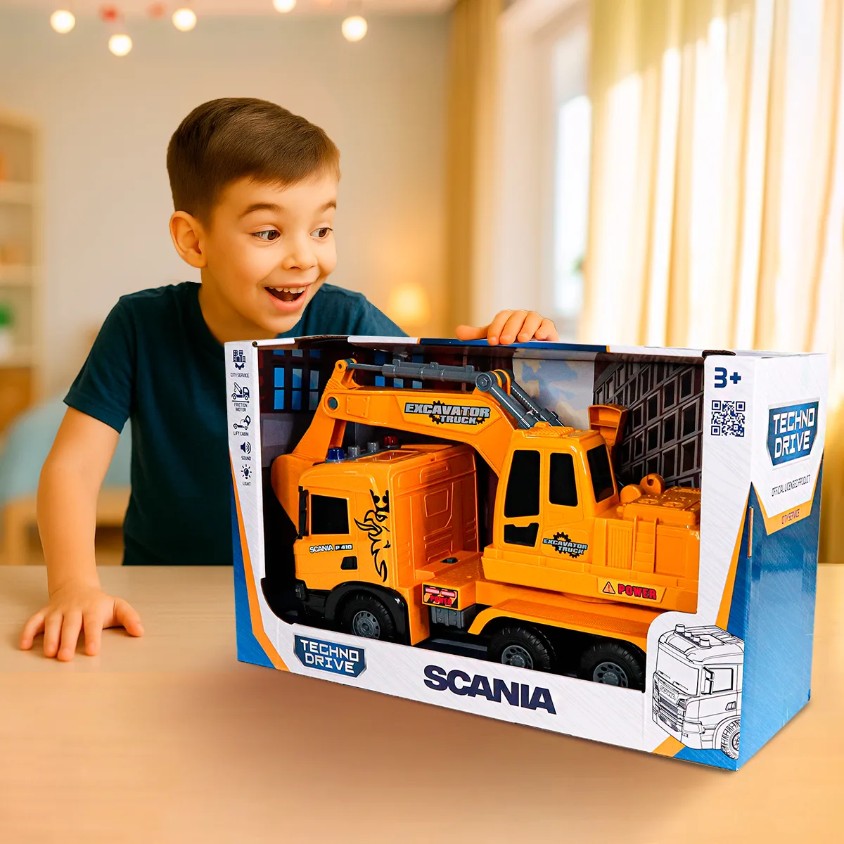 Екскаватор TechnoDrive АБС 55,6 см жовтий зі світлом і звуком