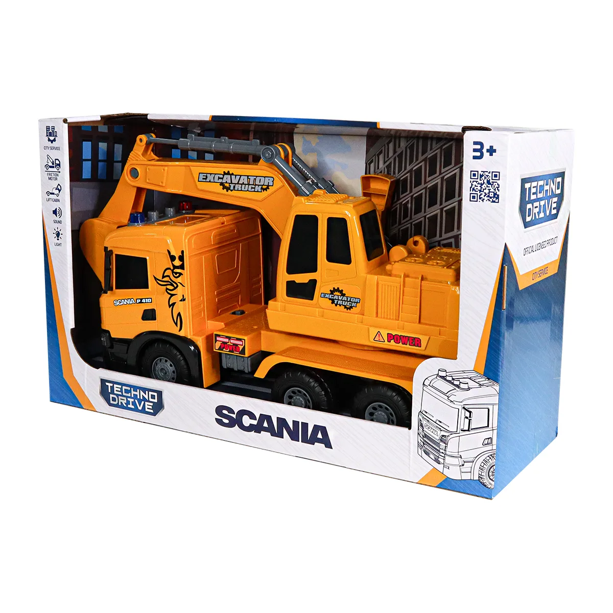 Екскаватор TechnoDrive АБС 55,6 см жовтий зі світлом і звуком