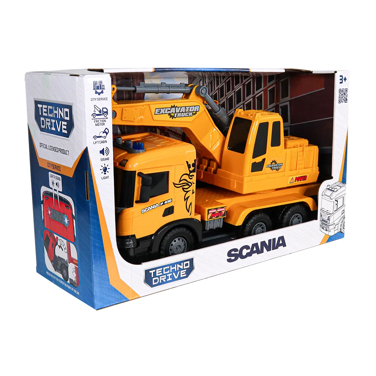 Екскаватор TechnoDrive АБС 55,6 см жовтий зі світлом і звуком