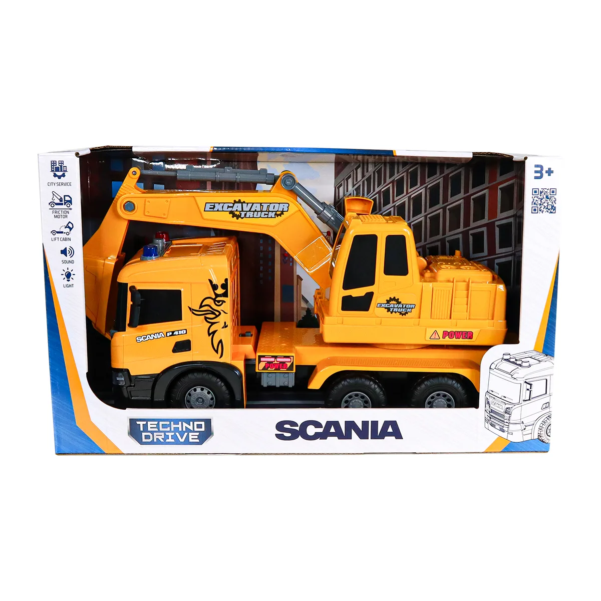 Екскаватор TechnoDrive АБС 55,6 см жовтий зі світлом і звуком