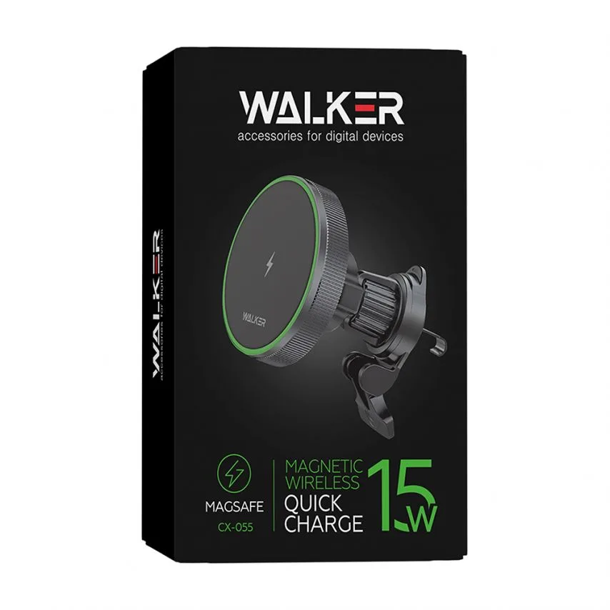 Автотримач магнітний WALKER алюміній 60,5х60,5х30,6 мм чорний