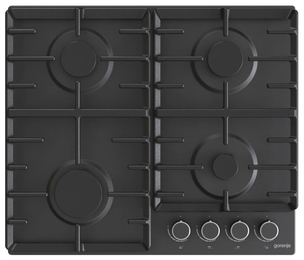 Газова варильна поверхня Gorenje Емаль 60x13x52 см Чорна 4 конфорки Чавунні решітки