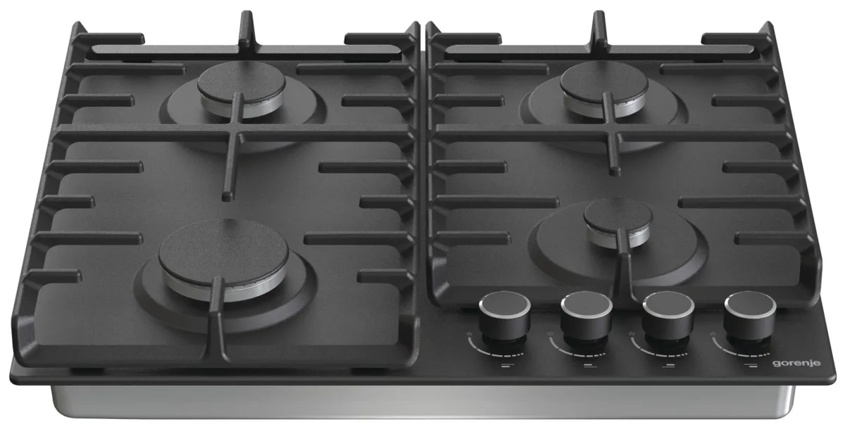 Газова варильна поверхня Gorenje Емаль 60x13x52 см Чорна 4 конфорки Чавунні решітки