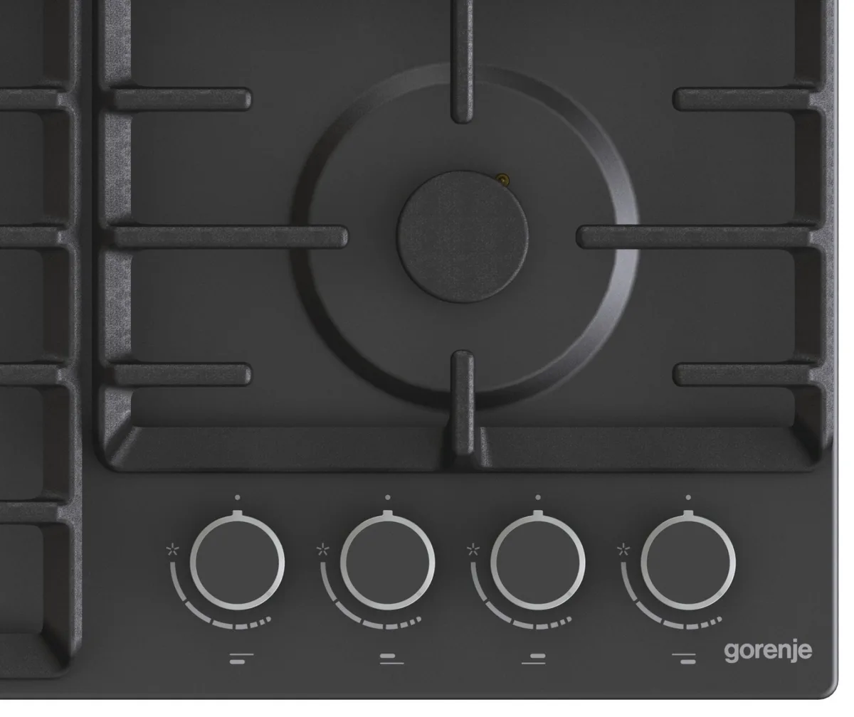 Газова варильна поверхня Gorenje Емаль 60x13x52 см Чорна 4 конфорки Чавунні решітки