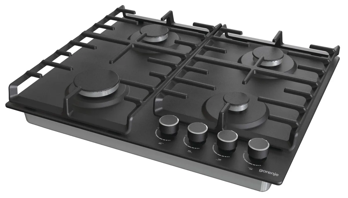 Газова варильна поверхня Gorenje Емаль 60x13x52 см Чорна 4 конфорки Чавунні решітки