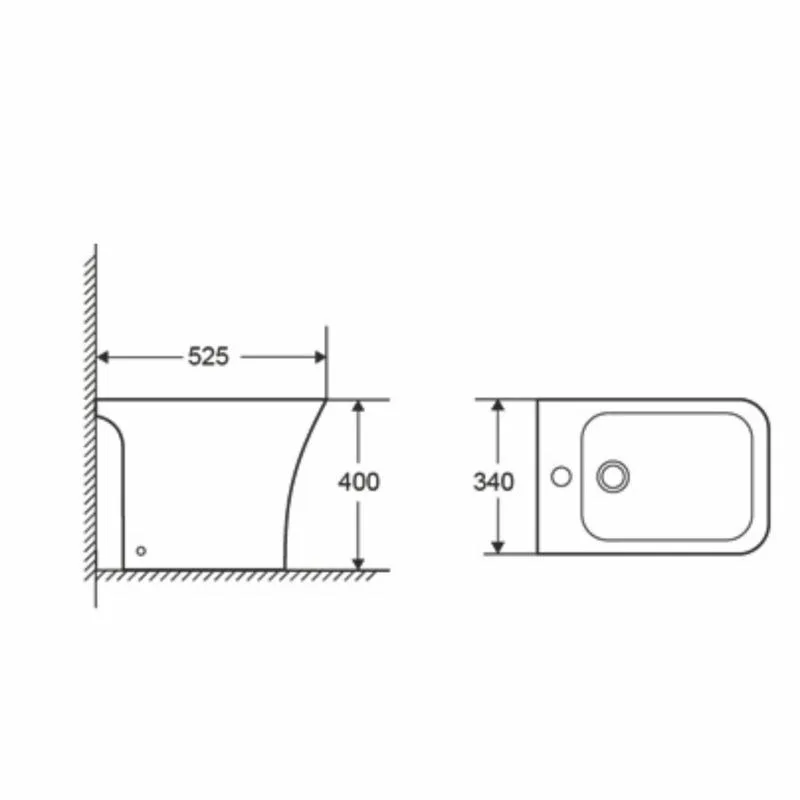 Биде напольное Qtap Presto Quadro 525x340x400 мм керамика белая