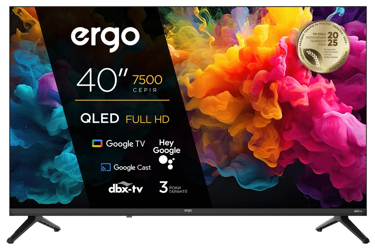 Телевізор ERGO QLED 40 дюймів Full HD Чорний