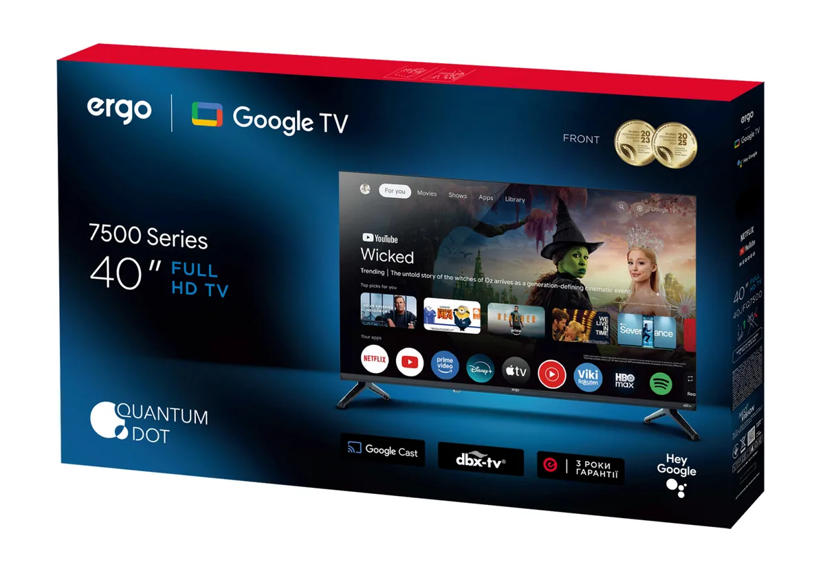 Телевізор ERGO QLED 40 дюймів Full HD Чорний