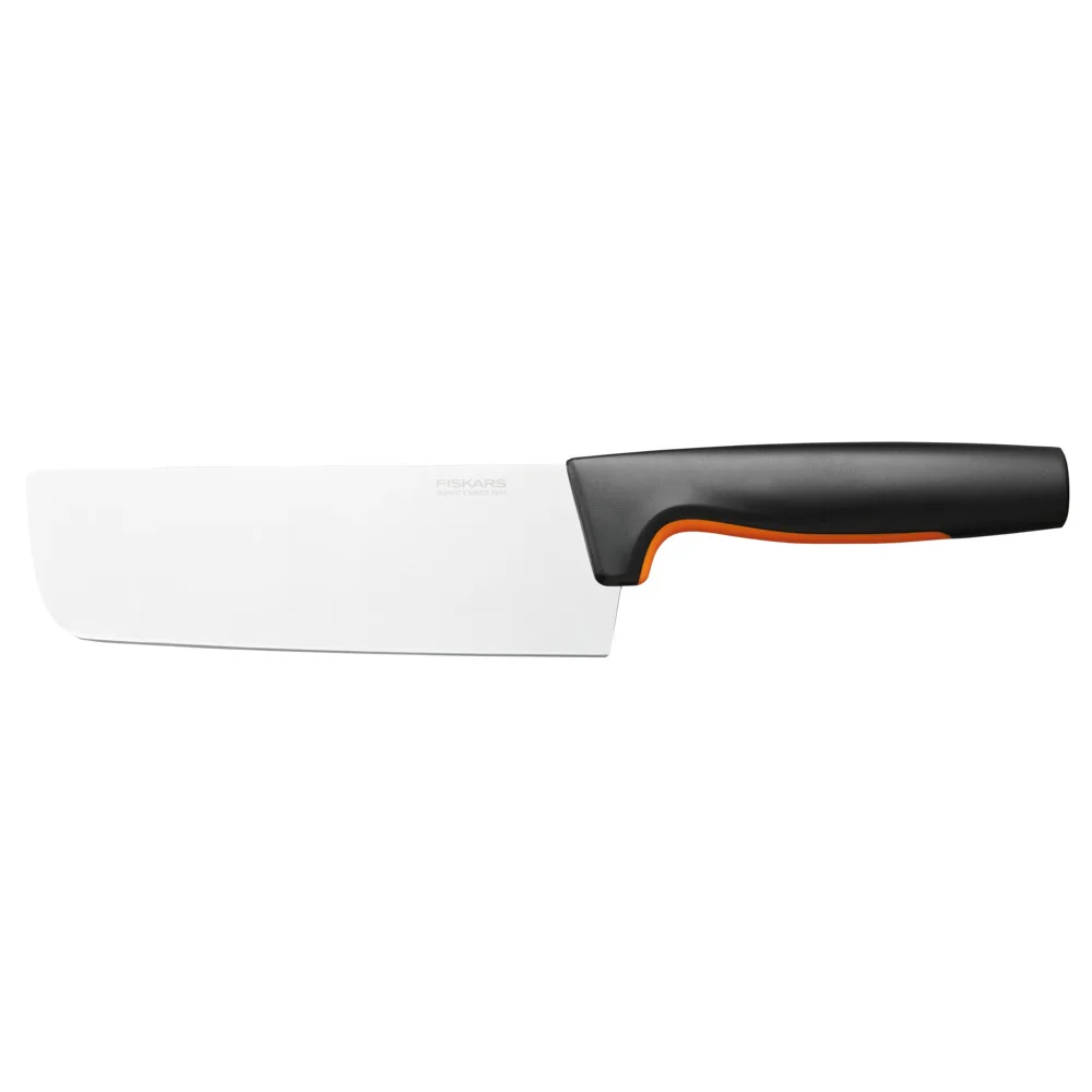 Кухонний ніж для нарізки овочів Fiskars Functional Form, 15.8 см, з нержавіючої сталі, з пластиковою ручкою, чорний.